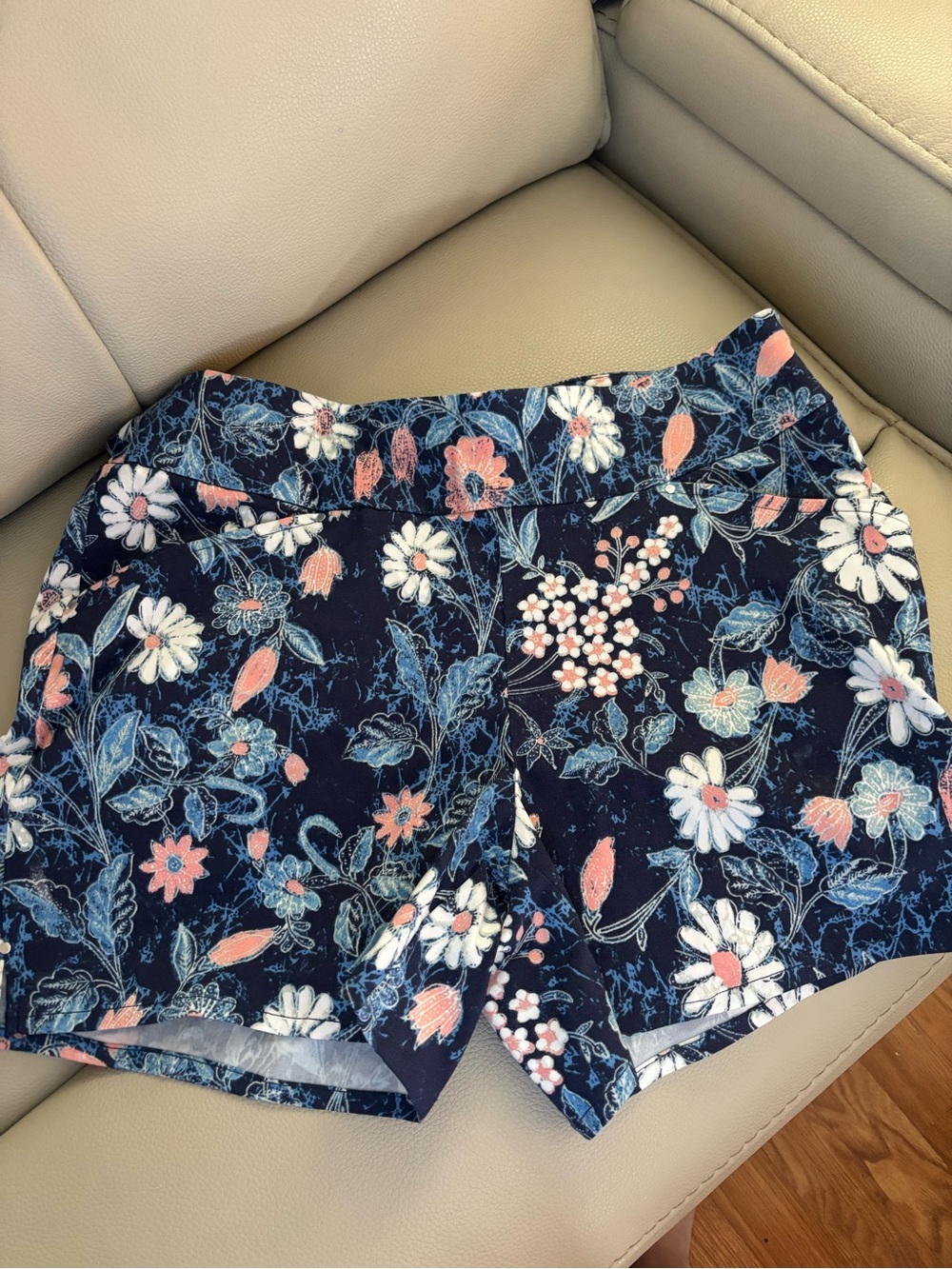 INC International Concepts Navy Floral High-Waist Shorts - Blue & Pink